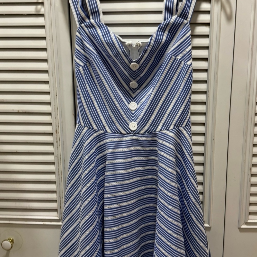 City Studio Blue and White Striped Mini Dress